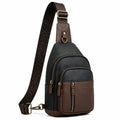 Borsa a tracolla 18 x 9 x 30 cm in similpelle nera e marrone stile urbano con tasche