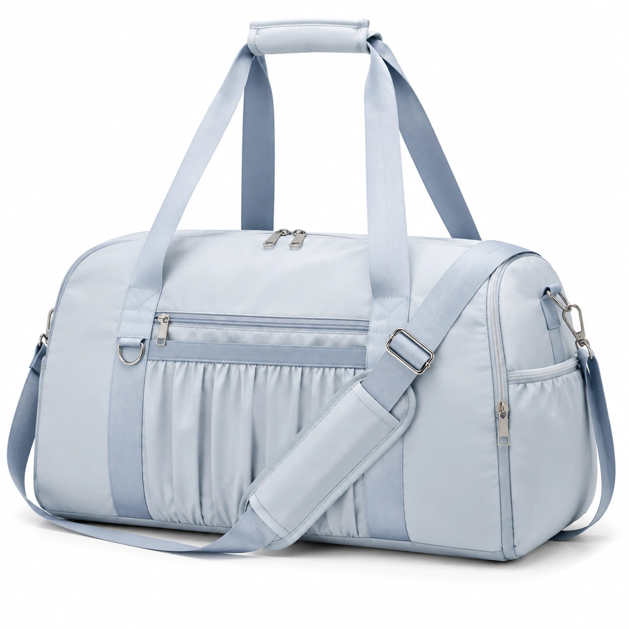 Borsone da viaggio 48 x 25 x 28 cm in tessuto sintetico azzurro con tracolla regolabile