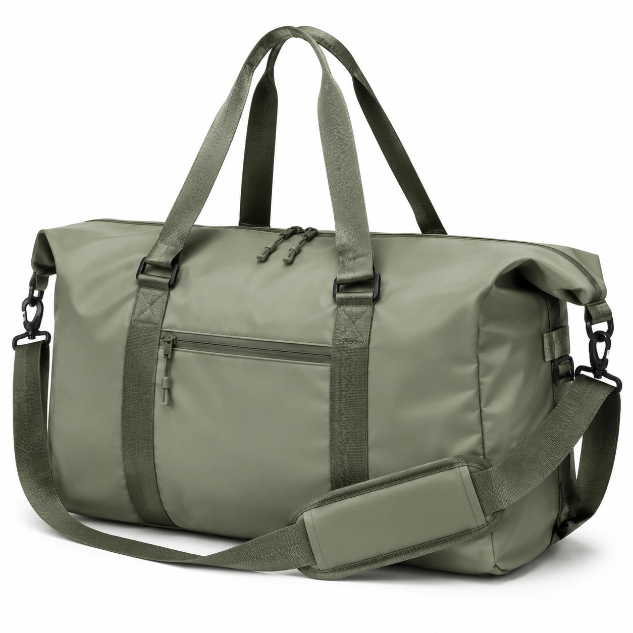 Borsone da viaggio 50 x 25 x 30 cm in tessuto sintetico verde oliva con tracolla regolabile