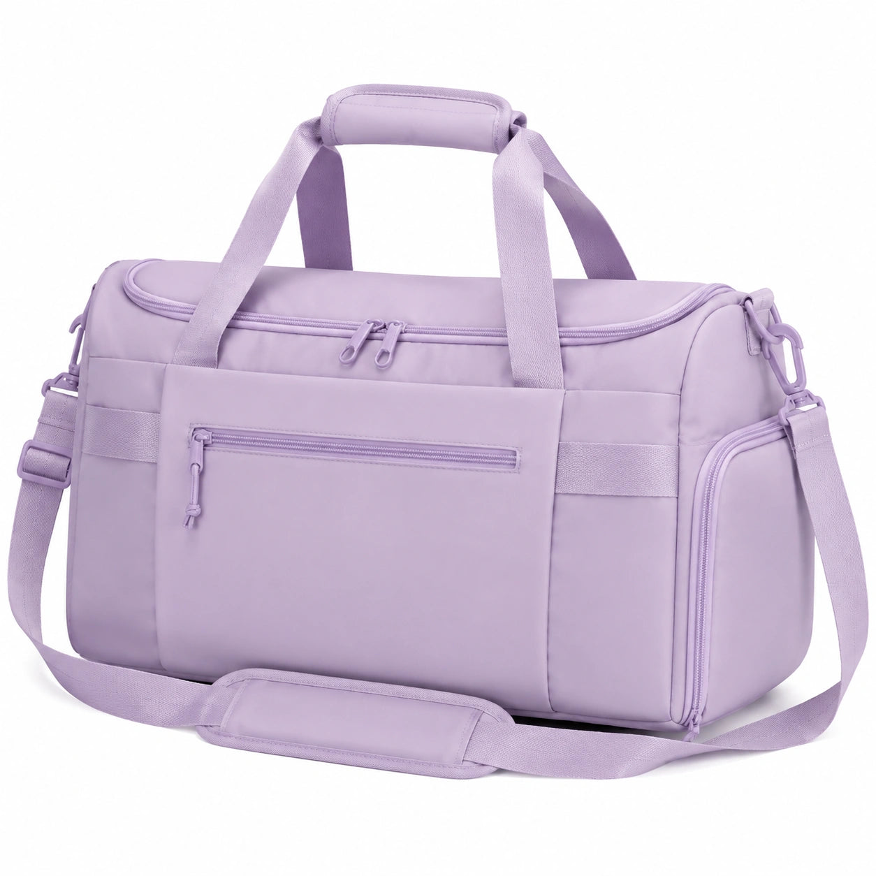 Borsone da viaggio 45 cm in tessuto sintetico lilla con tasche e tracolla regolabile