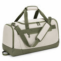 Borsone da viaggio 50 x 25 x 28 cm in tessuto sintetico beige e verde con tracolla regolabile