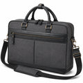 Borsa portadocumenti 40 x 8 x 30 cm in tessuto grigio e rivestimenti sintetici neri con tracolla regolabile