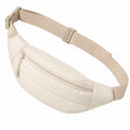 Marsupio 30 cm in tessuto sintetico beige con cintura regolabile e tasca con zip
