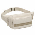 Marsupio 30 x 8 x 15 cm in tessuto beige con cintura regolabile e tasche con zip