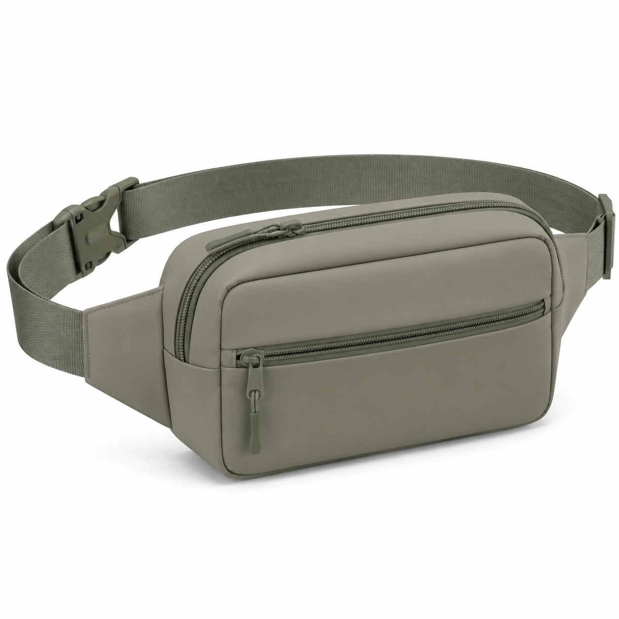 Marsupio 25 x 7 x 15 cm in tessuto sintetico verde oliva - cintura regolabile con tasche zip