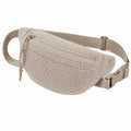 Borsa a marsupio 30 x 8 x 16 cm in tessuto effetto sherpa beige con cintura regolabile