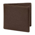 Portafoglio bifold 12 x 9.5 x 1.5 cm effetto pelle marrone per carte e banconote stile classico