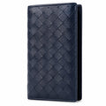 Portafoglio da uomo 11 x 9 x 2 cm in materiale sintetico blu navy intrecciato pieghevole