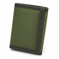 Portafoglio 12 x 9 x 2 cm in tessuto sintetico verde oliva con chiusura elastica