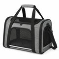 Borsa trasportino per animali 45 x 28 x 28 cm in tessuto grigio con rete nera - ventilata con tracolla