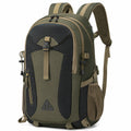 Zaino trekking 32 x 20 x 48 cm in tessuto verde oliva e nero con tasche multiple