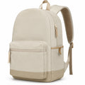Zaino 30 x 16 x 42 cm in tessuto beige con tasche e spallacci regolabili