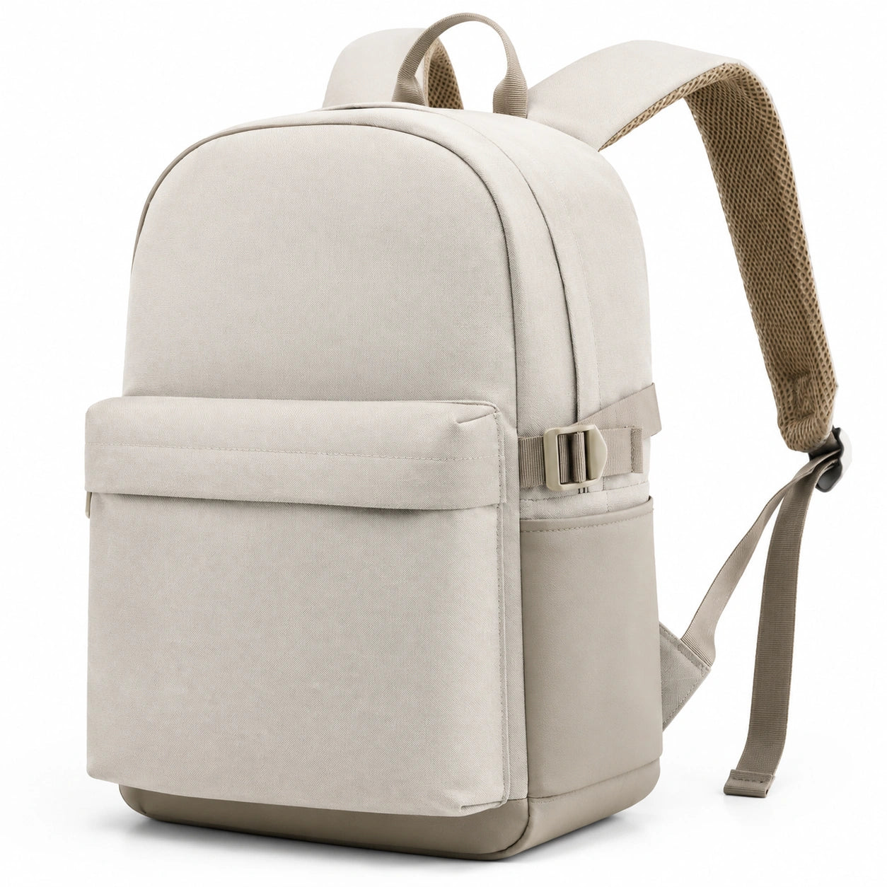 Zaino 30 x 15 x 40 cm in tessuto beige con spallacci imbottiti per uso quotidiano