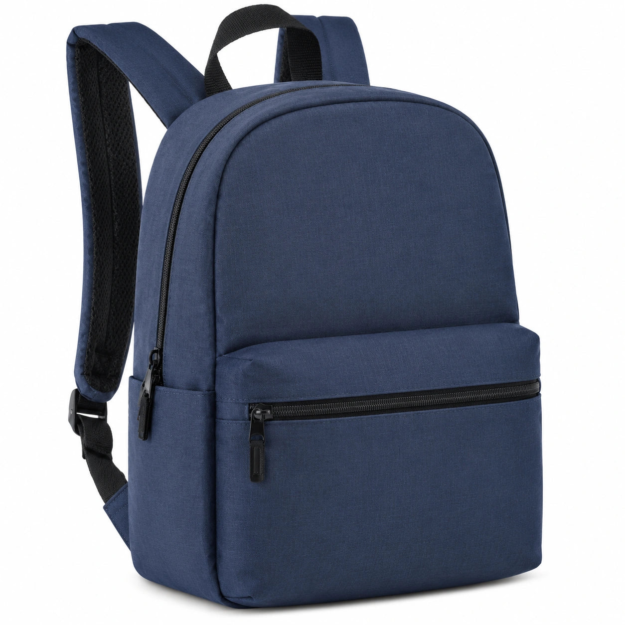 Zaino 30 x 14 x 40 cm in tessuto blu con tasca frontale e spallacci regolabili
